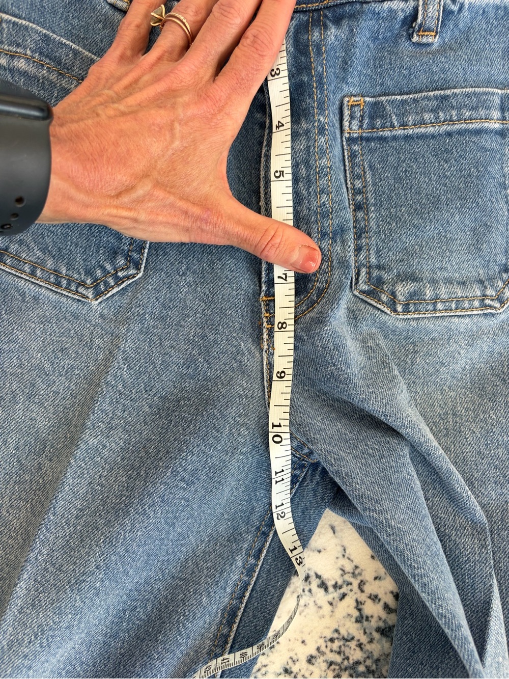 H&M High Rise Wide Leg Crop Jeans Patch Pocket Light Wash Size 0 EUR 32 - Picture 6 of 7